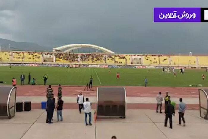 ورزشگاه سردار آزادگان قزوین قبل از دیدار شمس آذر قزوین و خلیج فارس ماهشهر