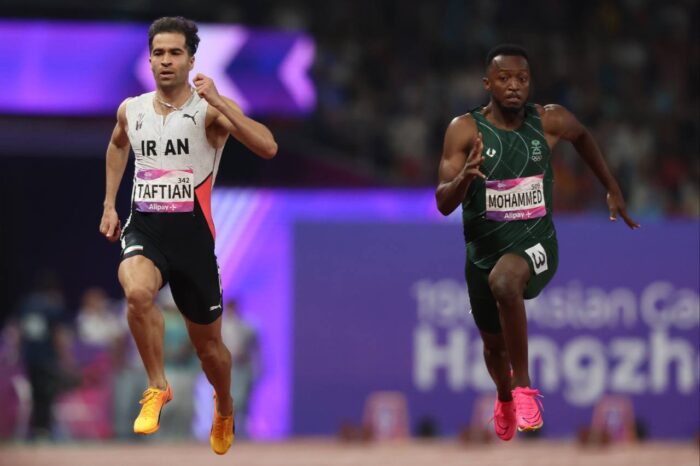 مسابقه حسن تفتیان در مرحله نیمه دوی ۱۰۰ متر به روایت تصویر